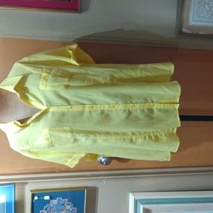 Just My Size Top yellow Cheetah short Sleeve Button Plus 2X